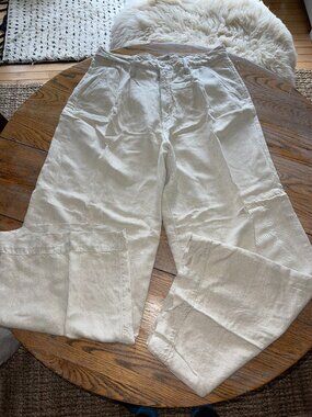 MOTHER pouty prep heel natural linen high waist pant/exc condition/32